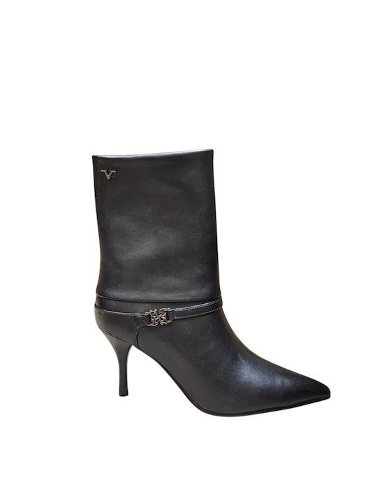 Damen-Leder-Stiefeletten Black