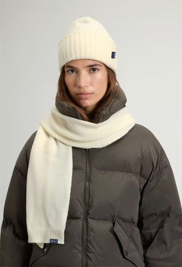 Women's Knitted Beanie Set in Ecru