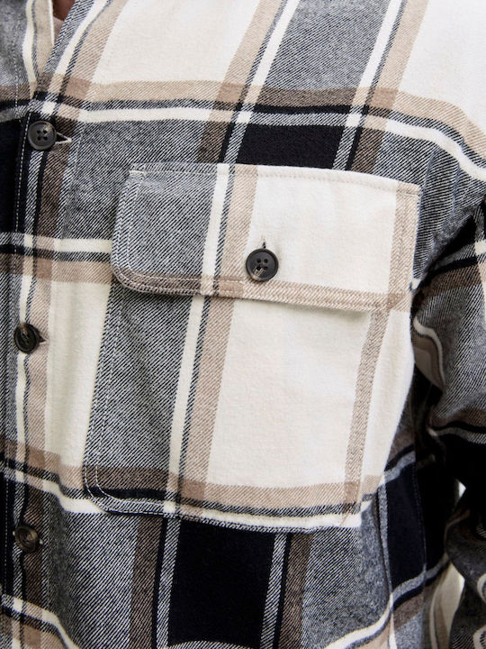 Jjecharge Overshirt с Дълъг Ръкав, Широка Кройка и Каре Crockery