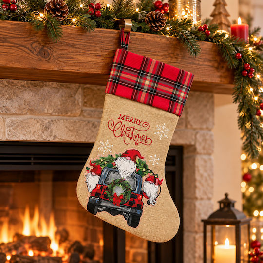 Christmas Decorative Sock with Santa Claus Reindeer and Snowman (Various Designs)