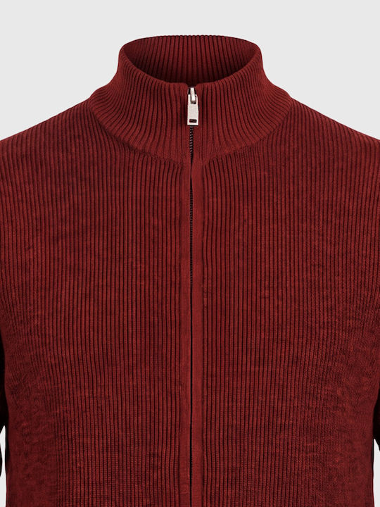 Men's Red Knitted Cardigan
