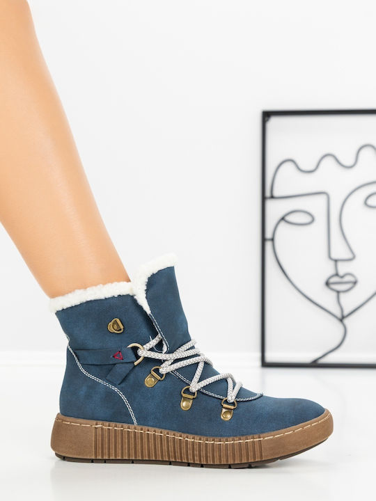 Women's Ankle Boots with Platform Blue