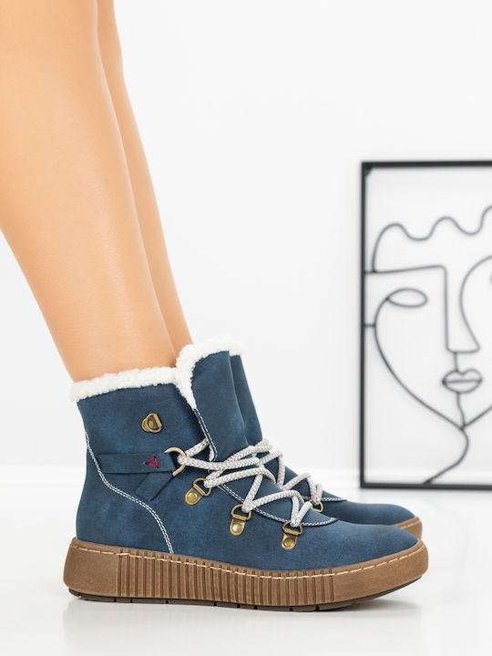 Women's Ankle Boots with Platform Blue