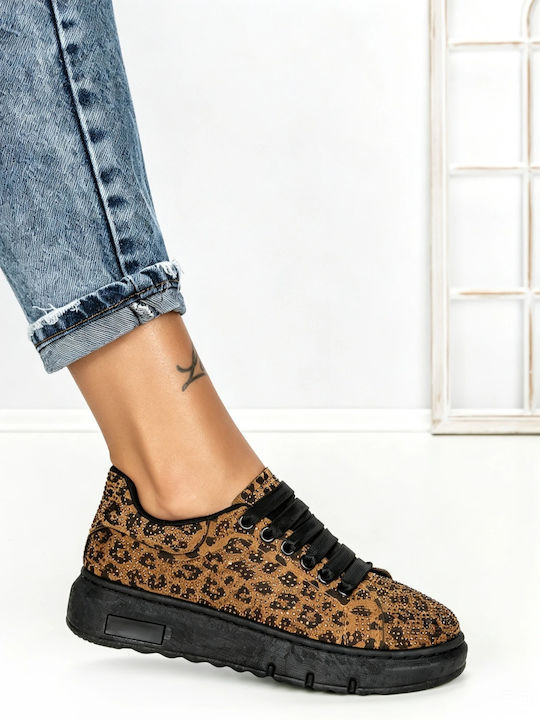 Damen Flatform-Sneakers Braun