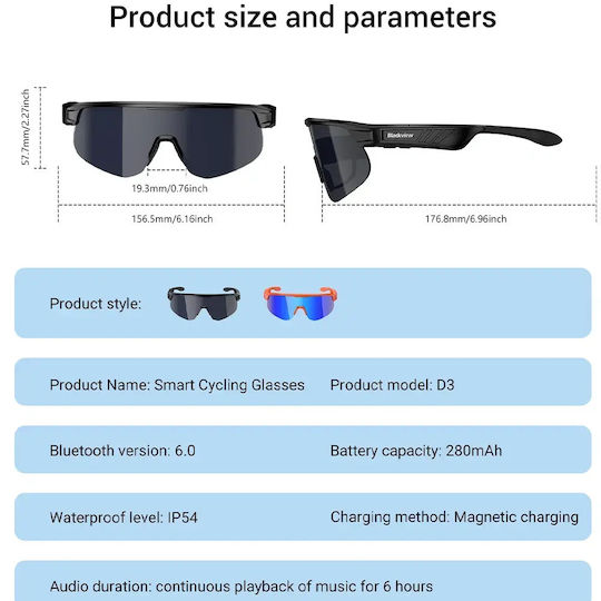 BlackView Fahrradbrille mit schwarzem Rahmen und dunklen Gläsern