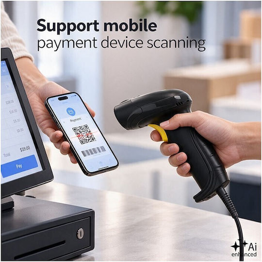 Qoltec Scanner Portabil cu Capabilitate de Citire Coduri de Bare 1D