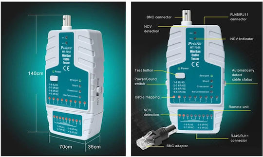 Proskit MT-7058 Network Cable Tester RJ45 / RJ11 / BNC