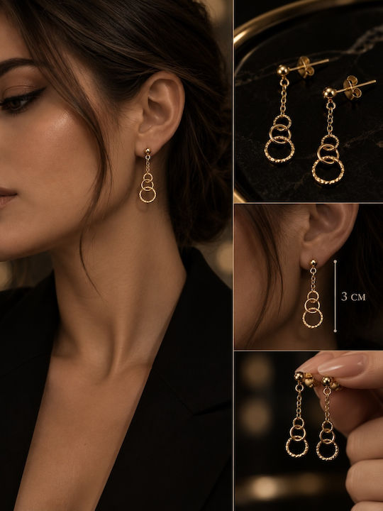 Gold Dangle Earrings “Golden Circles” 14K
