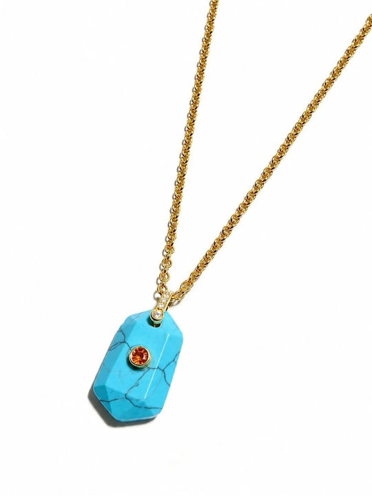 Kaleido Necklace in Gold-Plated Steel Blue