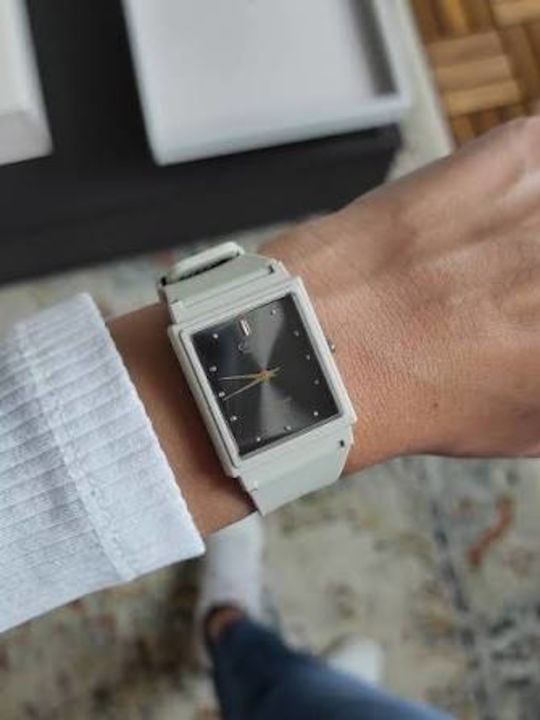 Women's Battery-Powered Watch with Beige Rubber Strap