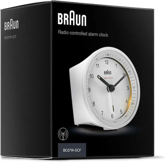 Braun Bc 07 W-dcf Επιτραπέζιο Ρολόι με Δείκτες με Ξυπνητήρι Λευκό 67010