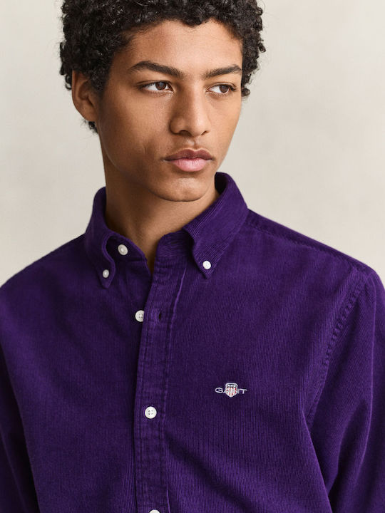 Cămașă din Catifea Raiată cu Mânecă Lungă, Croială Regular Fit, Pansy Purple