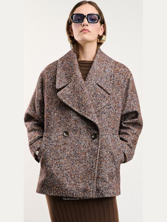 Damenmantel Braun Oversized mit Knöpfen
