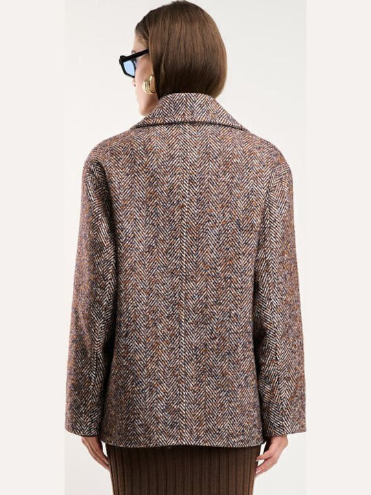 Damenmantel Braun Oversized mit Knöpfen