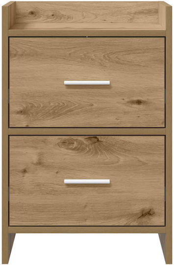 Wooden Bedside Table with Metal Legs Brown 40x30x60cm