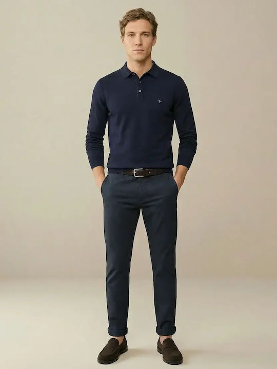 Long Sleeve Dark Blue Polo Shirt
