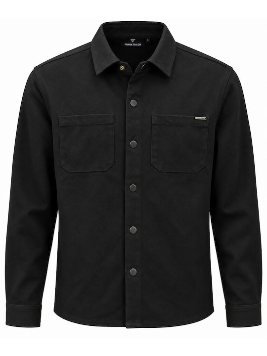 Дългоръкав Overshirt със Стандартна Кройка в Черен Цвят