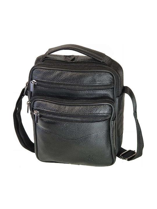 Geantă De Umăr / Tip Crossbody Bărbătească Din Piele Neagră