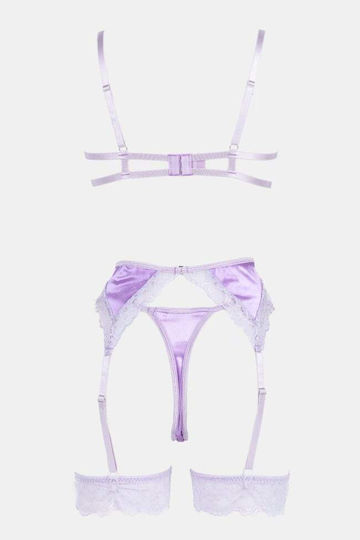 Decoro Sexy Dessous-Sets Satin Bänder Straps Lila