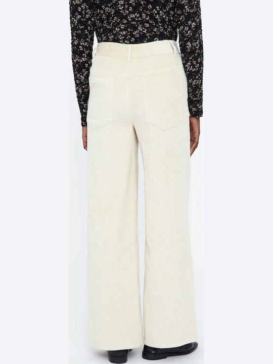 Damen-Cordhose mit geradem Schnitt in Offwhite