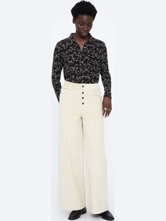 Damen-Cordhose mit geradem Schnitt in Offwhite