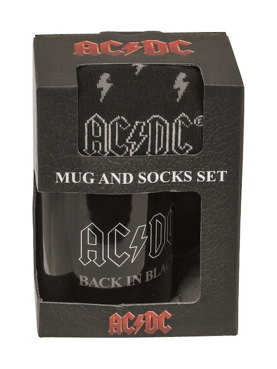 Out Blue Унисекс Подаръчен Комплект Чаша Чорап AC/DC Back In Black 78-8444 Черен