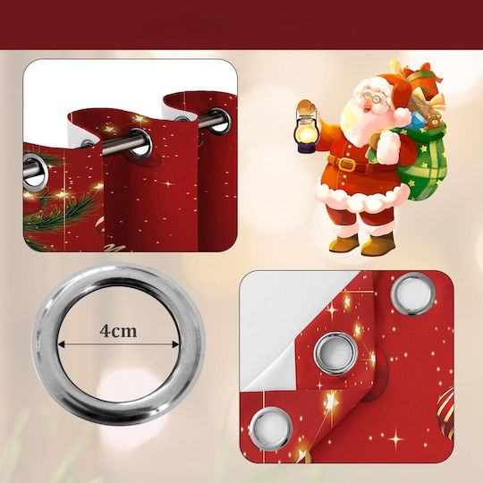 Σετ Κουρτίνες με Τρουκς Christmas Christmas Red 140x225εκ.