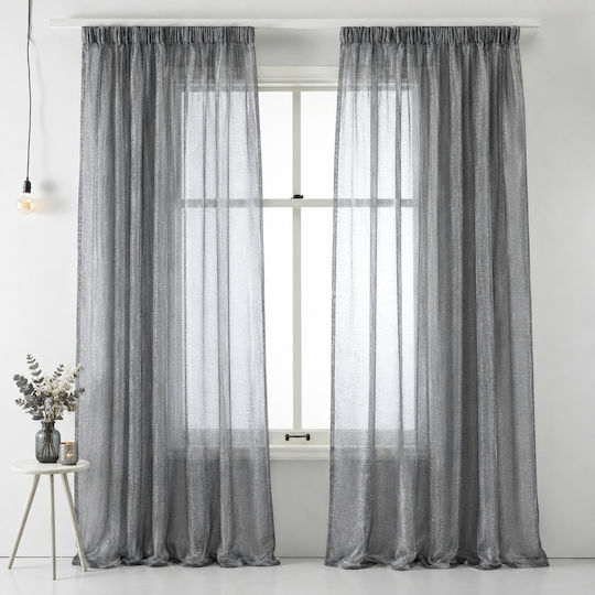 Saray Home Перде с Плик с Писалка Сиво 280x300см