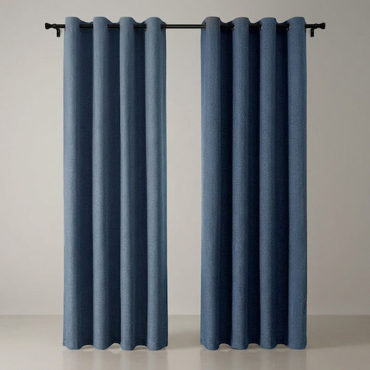 Joydeco Vorhänge Set mit Grommets Navy Blau 132x210cm Joydeco Vorhänge Set mit Grommets Navy Blau 132x210cm