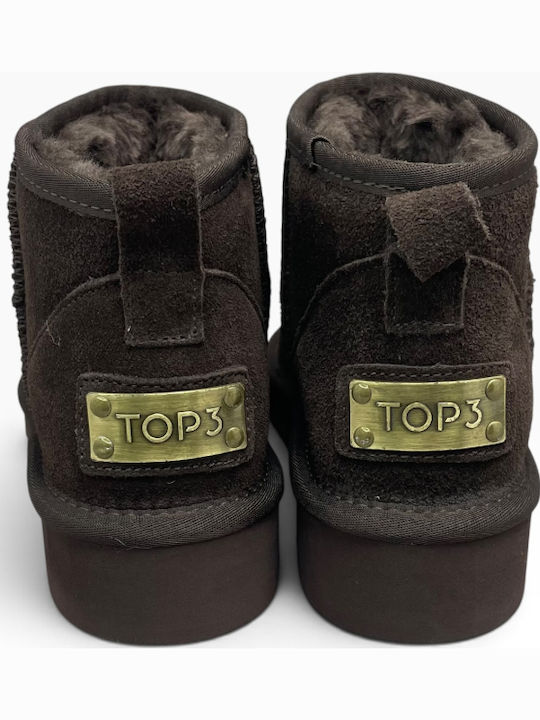 Leather Women's Ankle Boots with Fur Moka