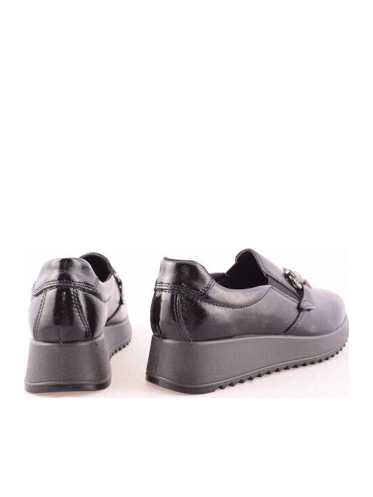 Ανατομικά Γυναικεία Slip-On Δερμάτινα Μαύρα