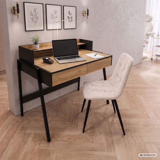 Birou Secretar Din Lemn Black Cu Picioare Metalice 78x48x95cm