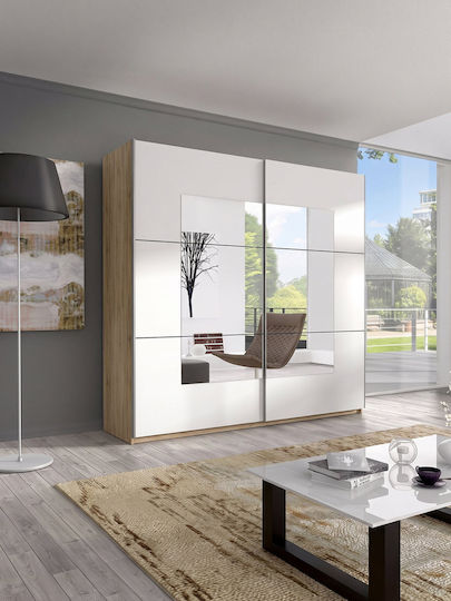 Doppeltür Kleiderschrank Schieben Delta IV mit Spiegel 180x61x210cm