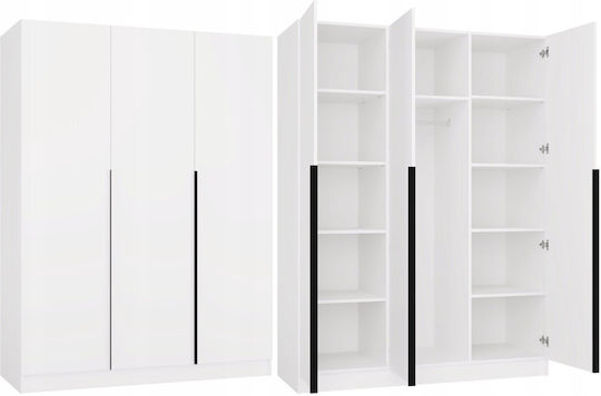 Senso 3d Τρίφυλλη Ντουλάπα Μαύρη 150x56.5x200cm