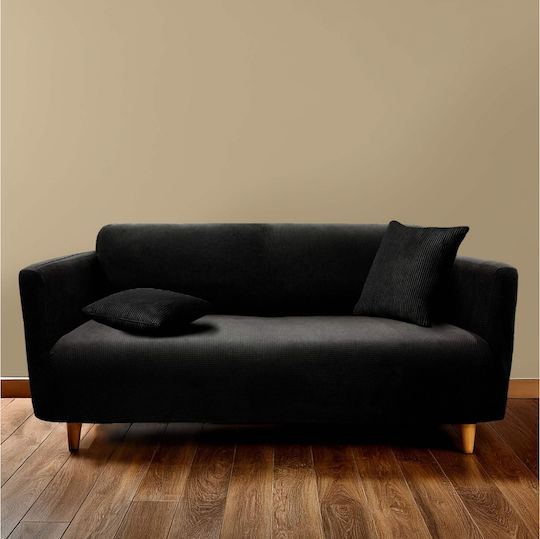 Sacha Noir Husă Elastică Canapea cu trei locuri Noir 245x86cm 1buc 1612928