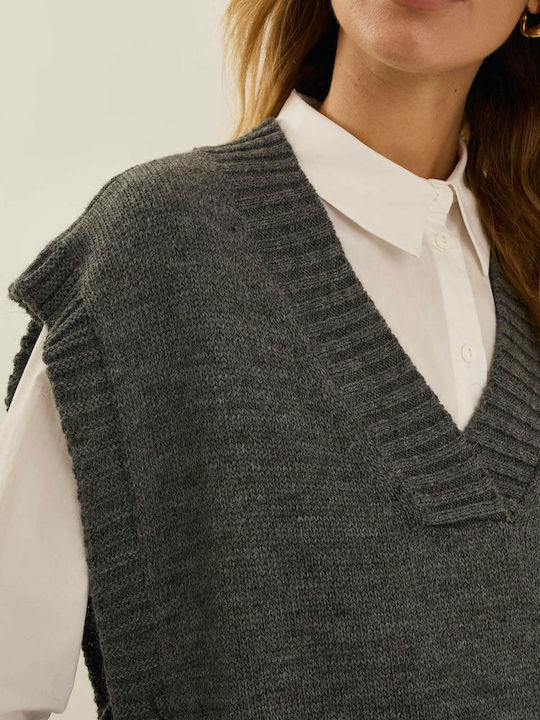 Ärmellose Damenbluse Anthracite