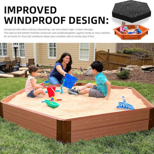 Waterproof Protective Dining Table Cover Sandbox Cover 230x200cm In Black Color