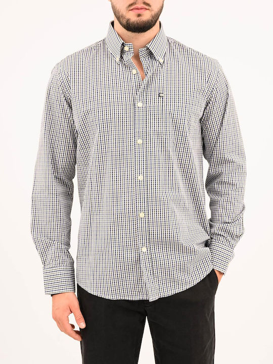 Long Sleeve Shirt in Regular Fit Checked Blue/Olive