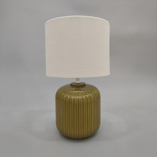 Liberta Ceramic Table Lamp with White Shade and Green Base Liberta Ceramic Table Lamp with White Shade and Green Base