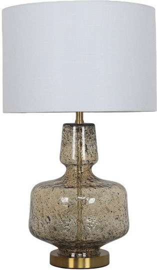 Zambelis Lights Vion Glass Table Lamp for E27 Socket with White Shade and Brown Base