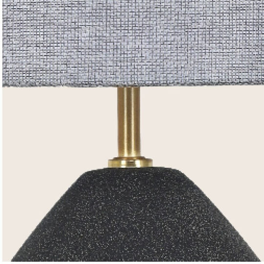 Zambelis Lights Ceramic Table Lamp for E27 Socket with Grey Shade and Black Base