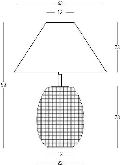 Zambelis Lights Ceramic Table Lamp for E27 Socket with Beige Shade and White Base
