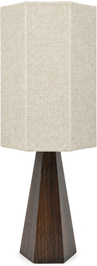 Ankor Wooden Table Lamp with Beige Shade and Brown Base