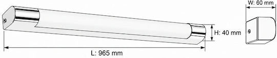 Elmark Lamp Bathroom with Integrated LED and Natural White Light Silver 96.5x40cm