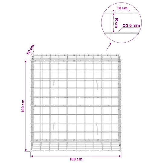 vidaXL Steel Gabion Box for Garden Fence 100x50x100 cm Silver