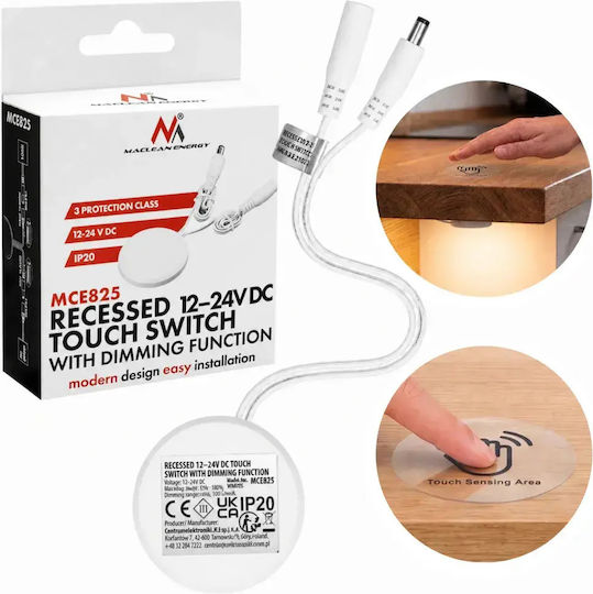 Maclean Energy Recessed Double Touch Wall Switch Without Frame White