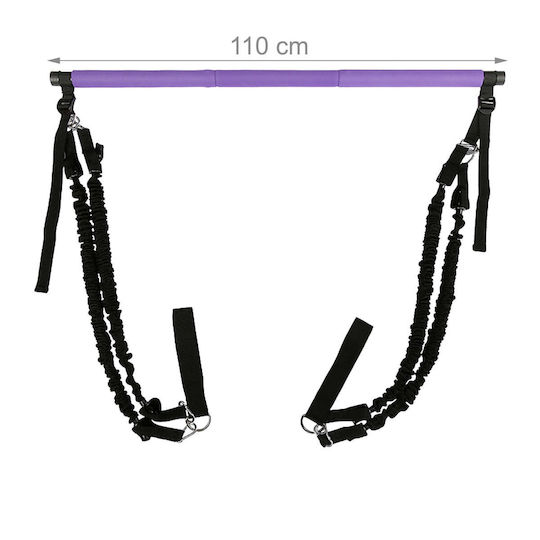 Set Bară Pilates cu Benzi de Rezistență Relaxdays 10054325_51 30–160 Lbs 13.6–72.8 Kg Bară 110 X 3 Cm 2 X 30 Lbs ≈36 Cm + 2 X 50 Lbs ≈48 Cm Violet