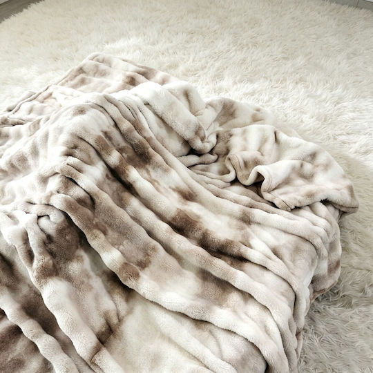 Melinen Onyx Furry Blanket for Sofa 100x150cm Mocca
