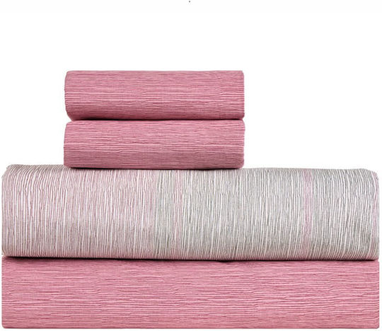 Kentia Tosca Single Bed Sheet Set 160x270cm White-Bordo (3 Pieces)
