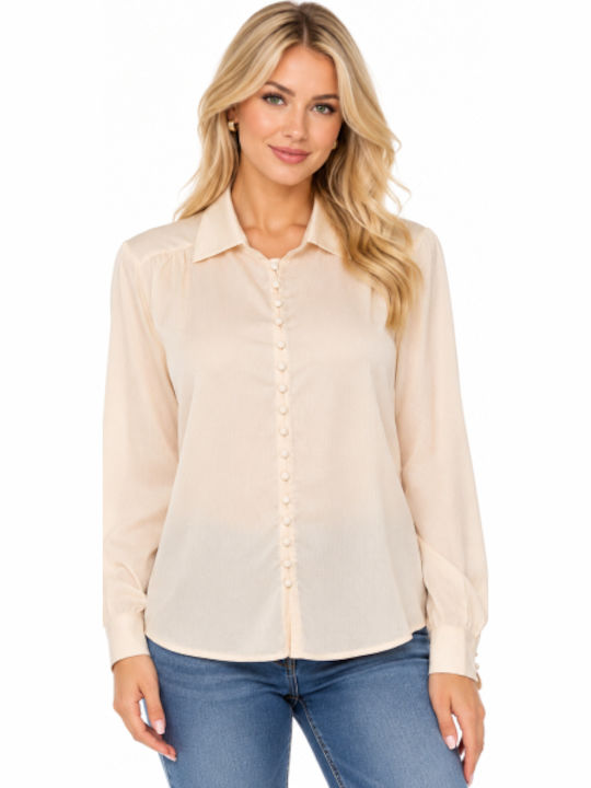 Long Sleeve Women's Shirt Beige WC-AM23-2023-27SH-Beige